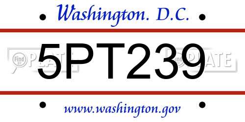 5PT239 District Of Columbia License Plate