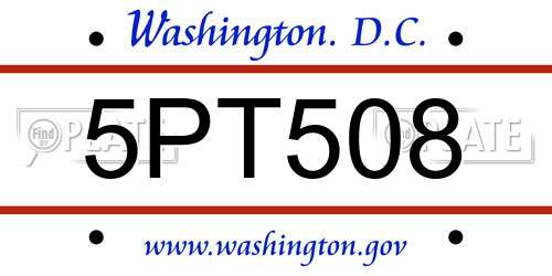 5PT508 District Of Columbia License Plate