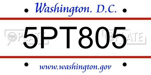 5PT805 District Of Columbia License Plate