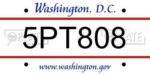 5PT808 District Of Columbia License Plate