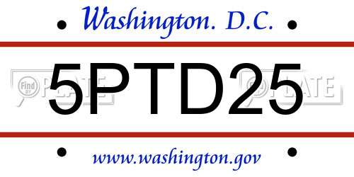 5PTD25 District Of Columbia License Plate