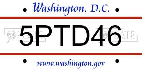 5PTD46 District Of Columbia License Plate
