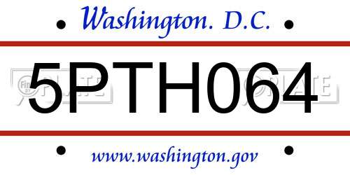 5PTH064 District Of Columbia License Plate