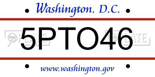 5PTO46 District Of Columbia License Plate