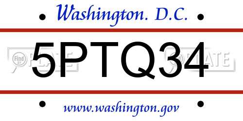 5PTQ34 District Of Columbia License Plate