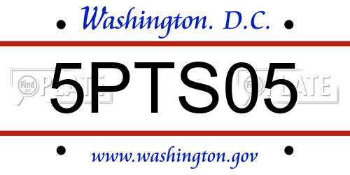 5PTS05 District Of Columbia License Plate
