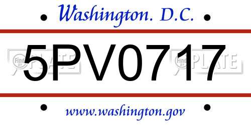 5PV0717 District Of Columbia License Plate