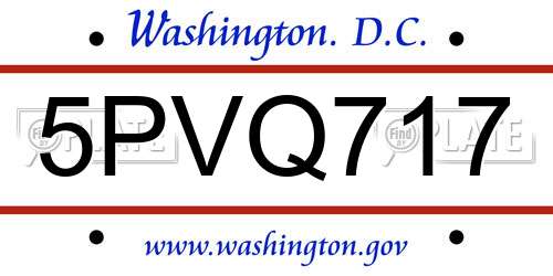 5PVQ717 District Of Columbia License Plate