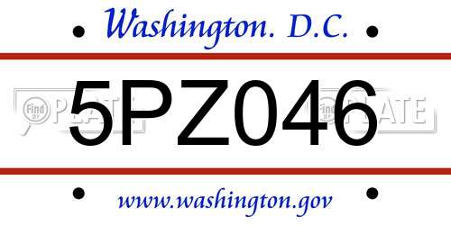 5PZ046 District Of Columbia License Plate