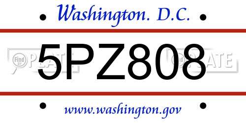 5PZ808 District Of Columbia License Plate