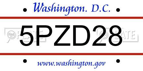 5PZD28 District Of Columbia License Plate