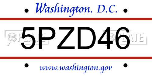 5PZD46 District Of Columbia License Plate