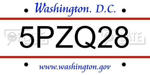 5PZQ28 District Of Columbia License Plate