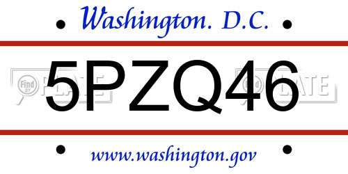 5PZQ46 District Of Columbia License Plate