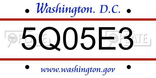 5Q05E3 District Of Columbia License Plate