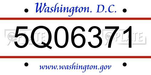 5Q06371 District Of Columbia License Plate