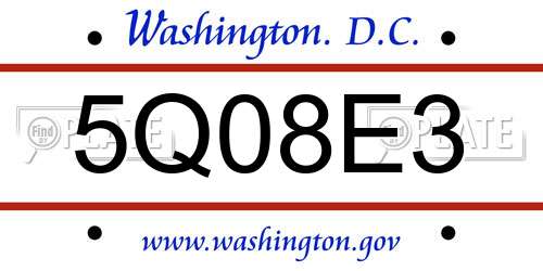 5Q08E3 District Of Columbia License Plate