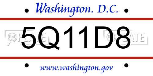 5Q11D8 District Of Columbia License Plate