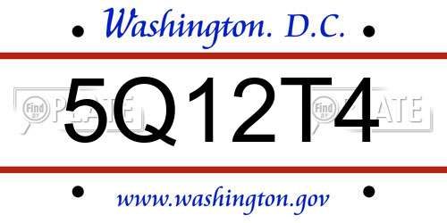 5Q12T4 District Of Columbia License Plate