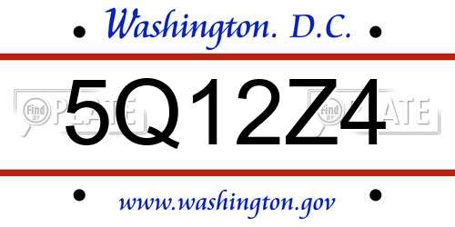 5Q12Z4 District Of Columbia License Plate