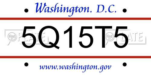 5Q15T5 District Of Columbia License Plate