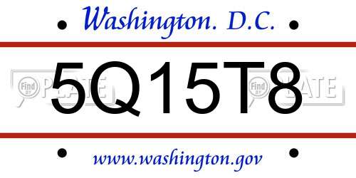 5Q15T8 District Of Columbia License Plate