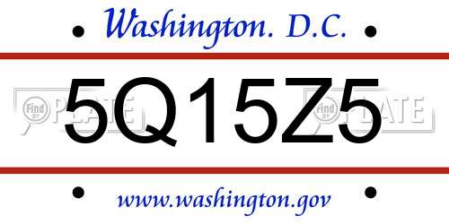 5Q15Z5 District Of Columbia License Plate