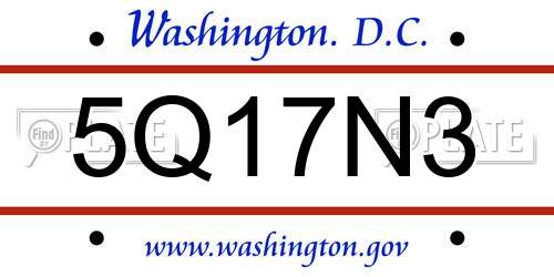 5Q17N3 District Of Columbia License Plate