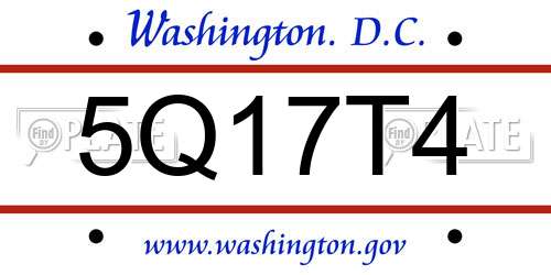 5Q17T4 District Of Columbia License Plate