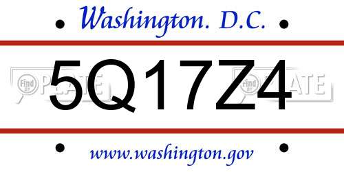 5Q17Z4 District Of Columbia License Plate