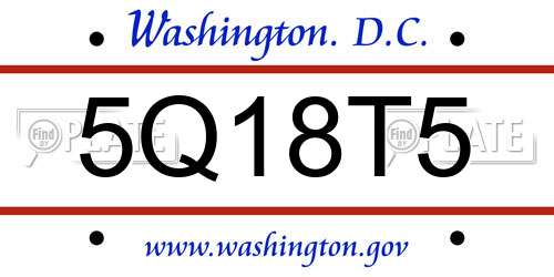 5Q18T5 District Of Columbia License Plate