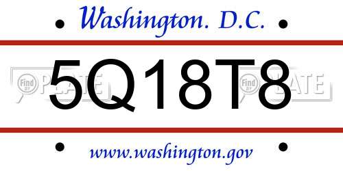 5Q18T8 District Of Columbia License Plate