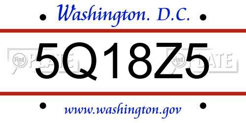 5Q18Z5 District Of Columbia License Plate