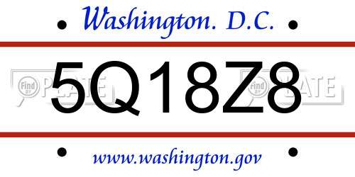 5Q18Z8 District Of Columbia License Plate