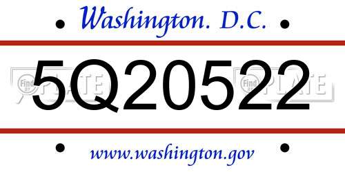 5Q20522 District Of Columbia License Plate