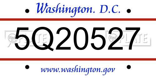 5Q20527 District Of Columbia License Plate