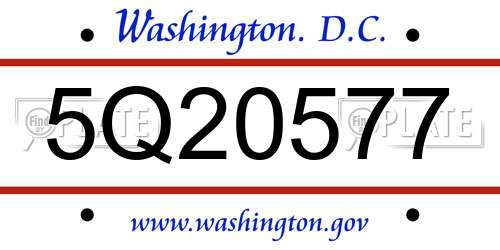 5Q20577 District Of Columbia License Plate