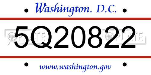5Q20822 District Of Columbia License Plate
