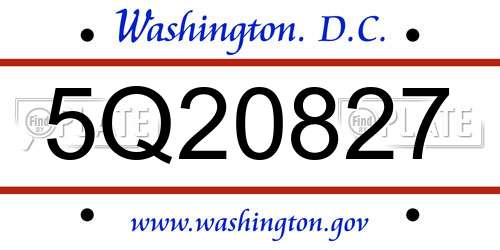 5Q20827 District Of Columbia License Plate