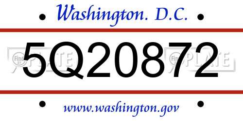5Q20872 District Of Columbia License Plate