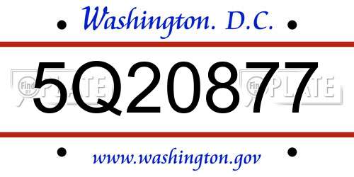 5Q20877 District Of Columbia License Plate
