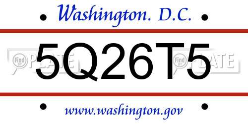 5Q26T5 District Of Columbia License Plate