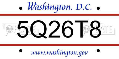 5Q26T8 District Of Columbia License Plate
