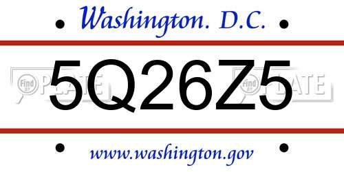 5Q26Z5 District Of Columbia License Plate