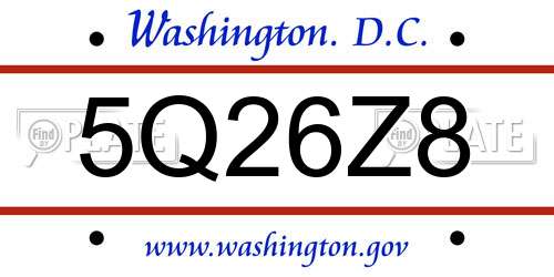 5Q26Z8 District Of Columbia License Plate