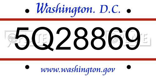 5Q28869 District Of Columbia License Plate