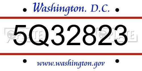 5Q32823 District Of Columbia License Plate