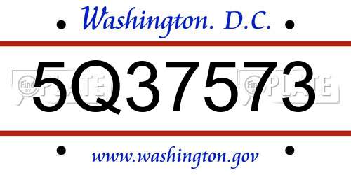 5Q37573 District Of Columbia License Plate