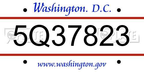 5Q37823 District Of Columbia License Plate