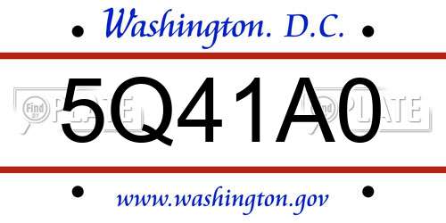 5Q41A0 District Of Columbia License Plate